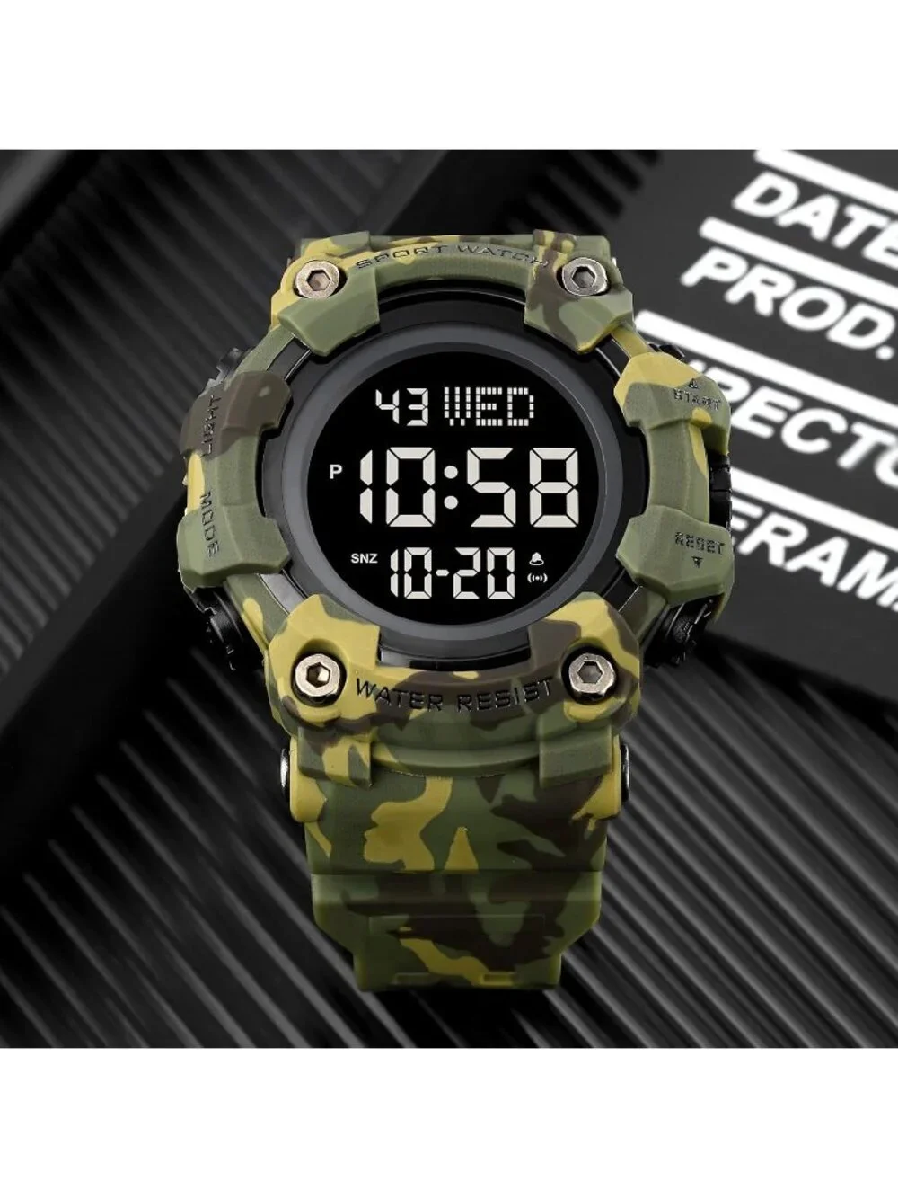 Men's Green Camouflage Analog Electronic Military Multifunction Digital Watch
